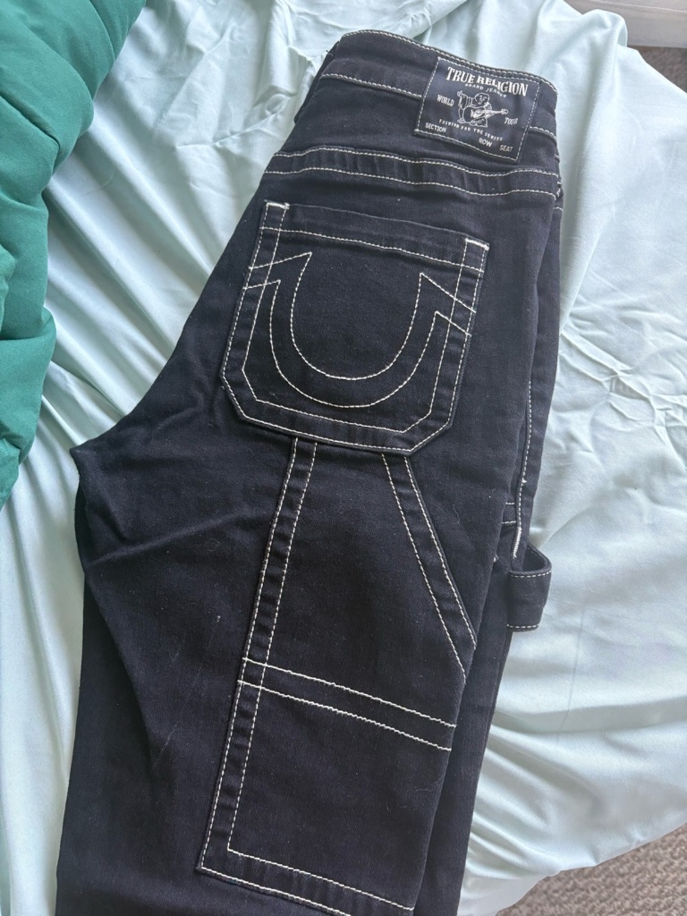 True Religion Black Jeans with White Contrast Stitching